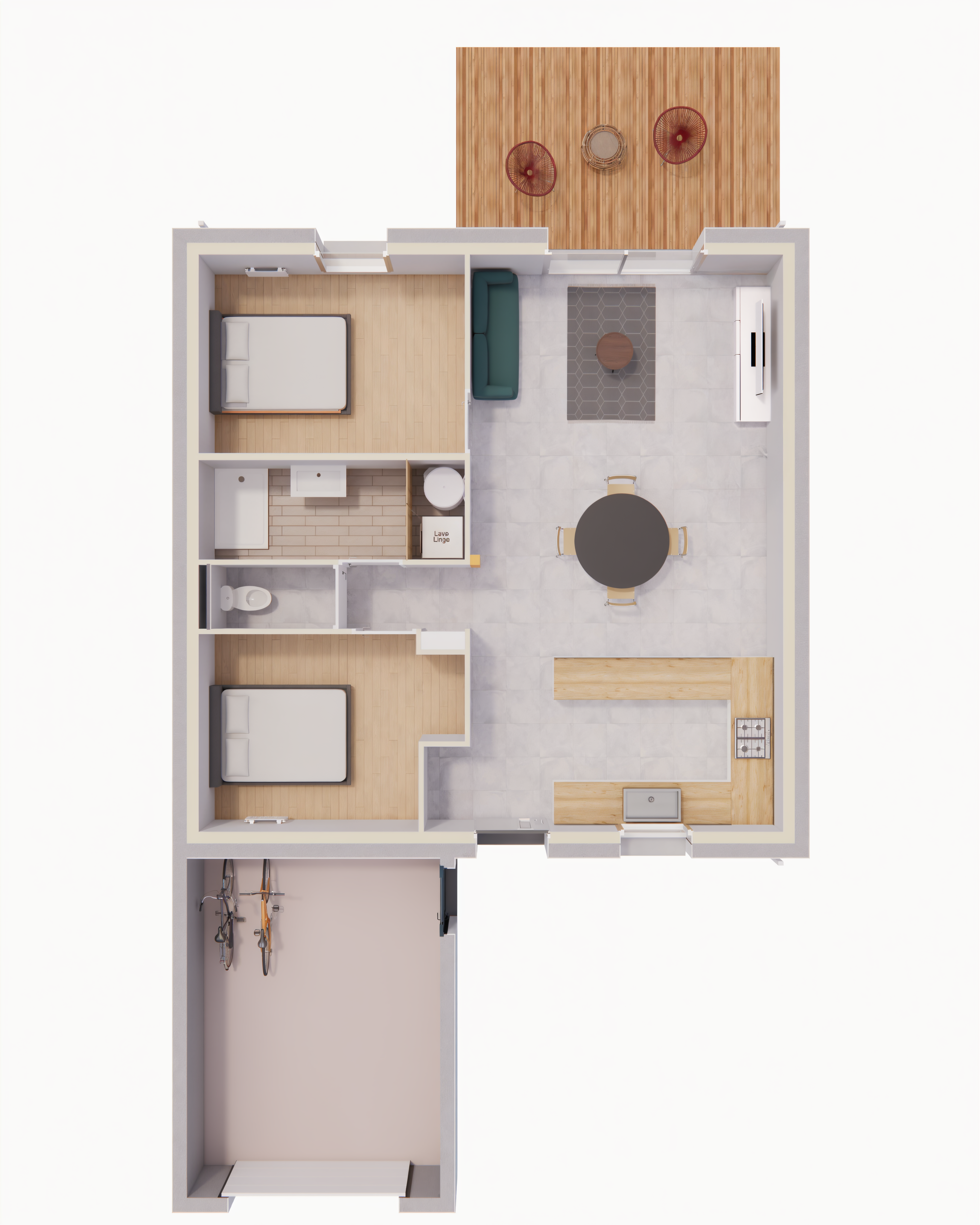 plan maison ecolutive T3 plain pied evolutivité avec garage