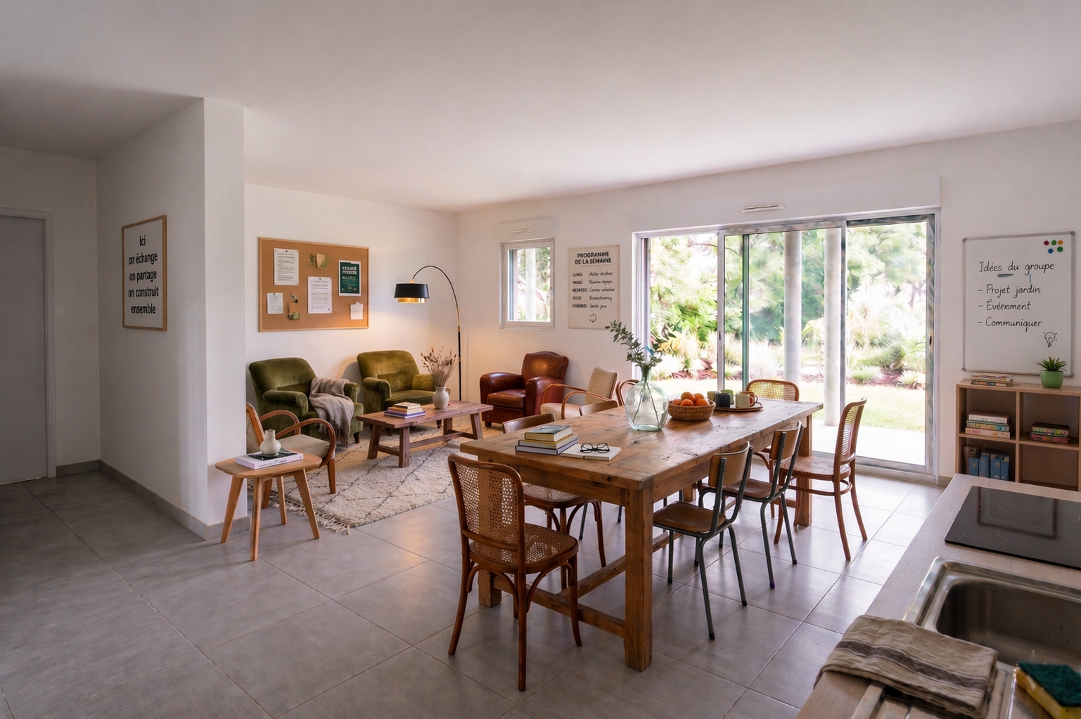 espace commun habitat participatif soleil levant