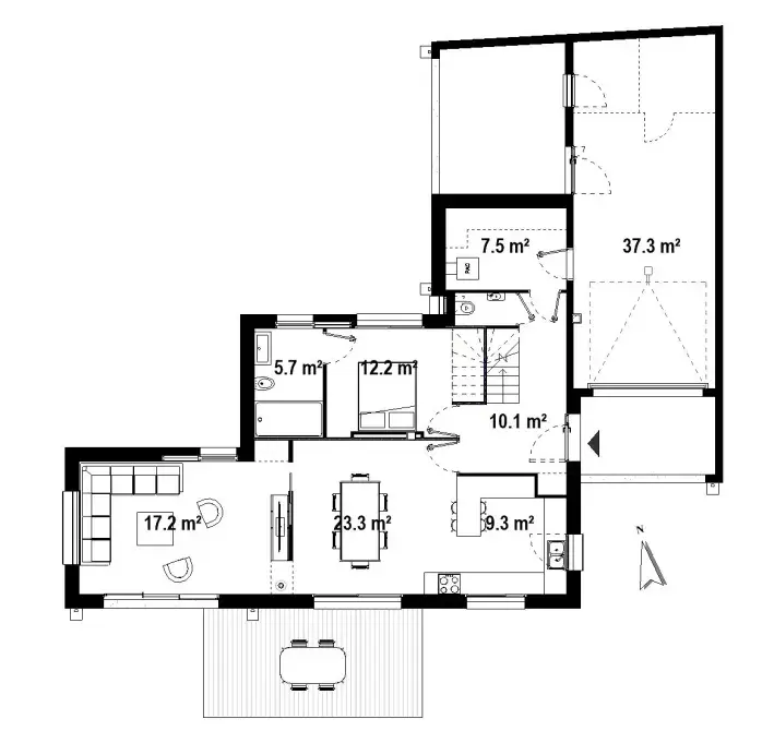 plan rez-de-chaussee maison sur-mesure brique batz-surme