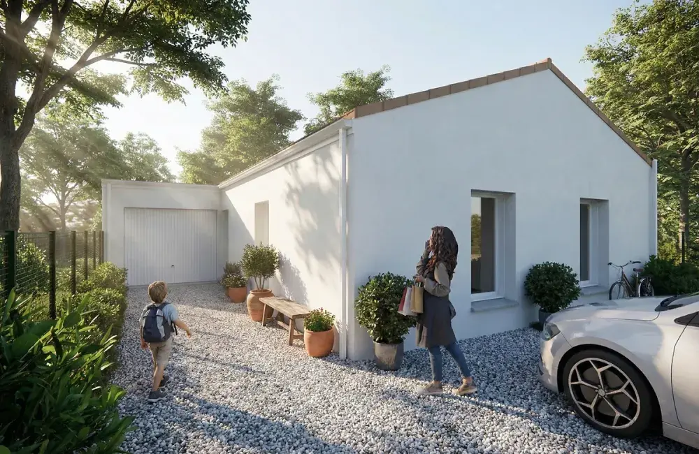 modele maison ecolutive T4 plain pied garage 