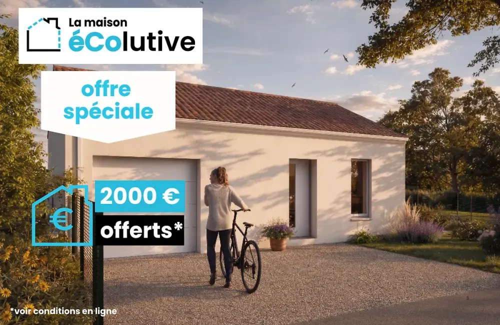 modele maison ecolutive T3 plain pied avec garage offre spéciale 2000 € offerts